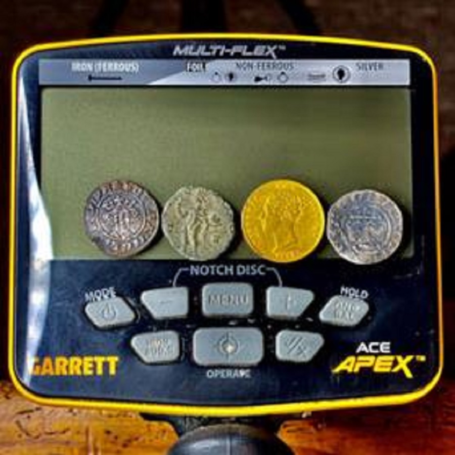 Garrett Ace Apex Basic (22x28cm DD Raider Başlık ve MS-3 Kablosuz Kulaklık) Altın, Metal Dedektörü