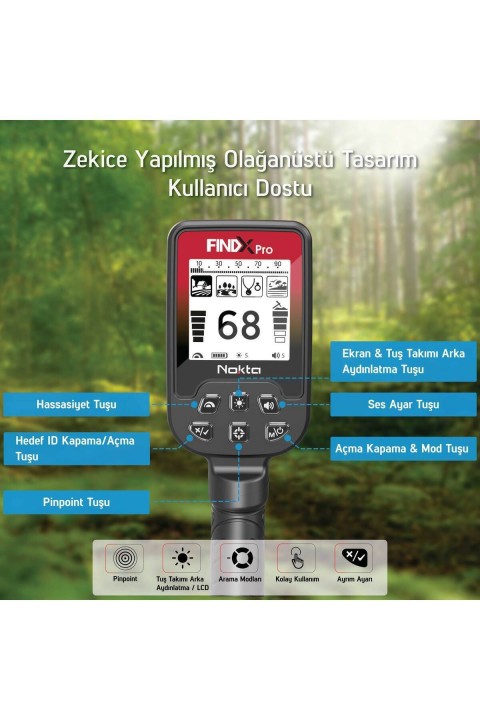 FINDX PRO Metal Dedektörü Su Geçirmez Altın Arama